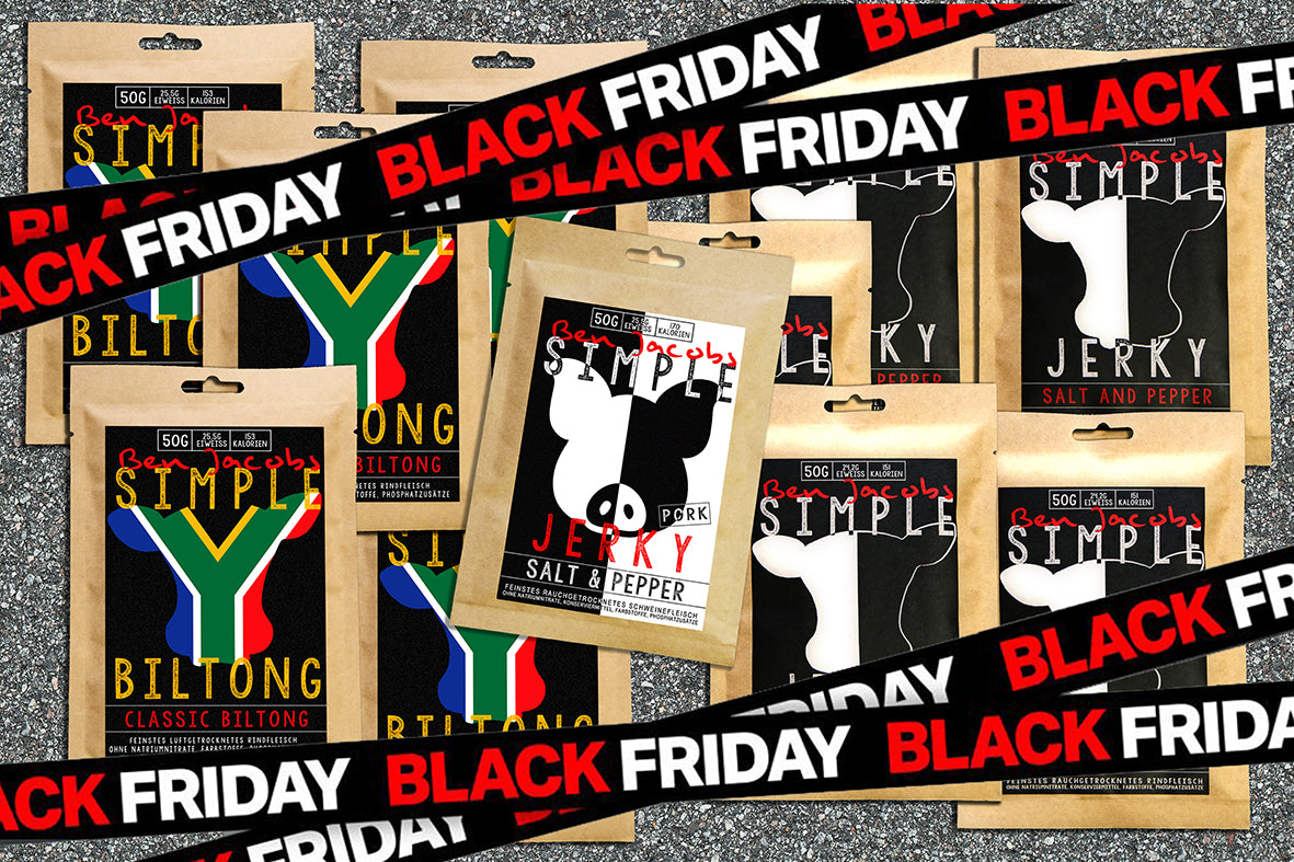 5 x 50g Rundvlees Jerky + 5 x 50g Biltong + 1 gratis zakje Varkens Jerky