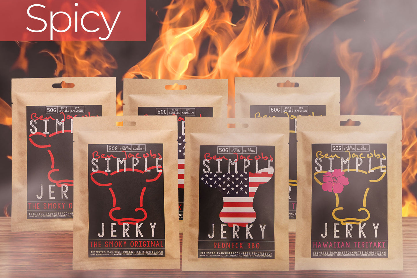 Simple Jerky - Pittige Box (6 x 50g)